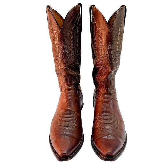 VTG Lucchese 1883 Crayton Cowboy Boots Mens 10 D Brwn Mad Dog Goat Leather N1547 main image 10